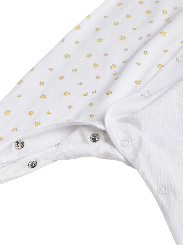 Girls Light yellow & White Knitted Front Opening Baby Suit image number 3